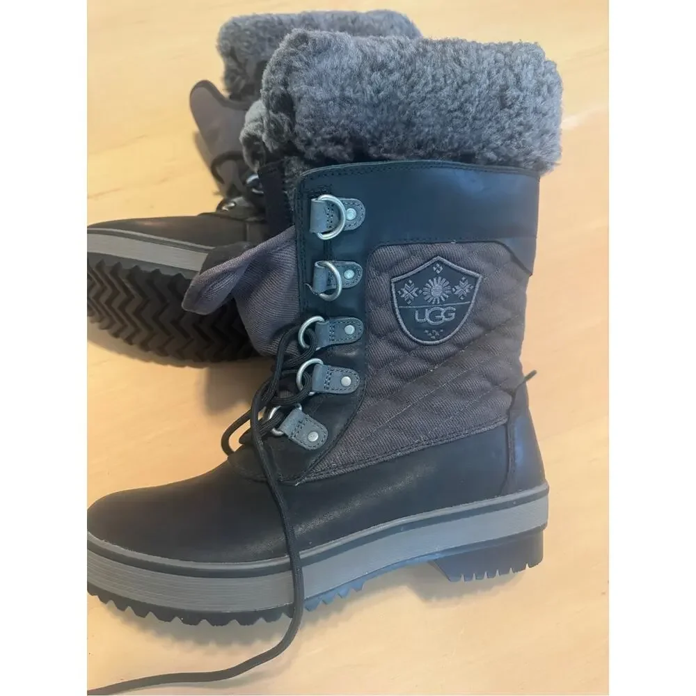 UGG Brynn Tall Leather Sheepskin Lined Lace-Up Boots- 7 NWOT